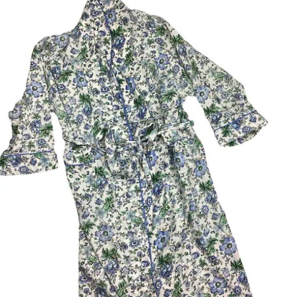 Victoria Secret Vintage Gold Tag Floral Cotton Belted Robe